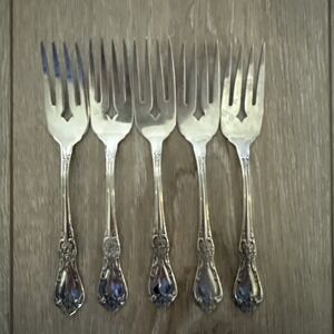 5 Oneida HH KENNETT SQUARE Stainless SALAD FORKS Distinction Deluxe‎